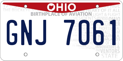 OH license plate GNJ7061