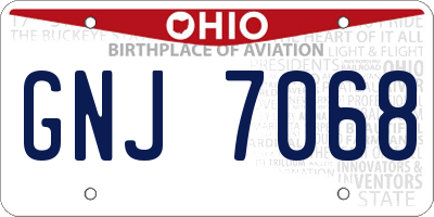 OH license plate GNJ7068