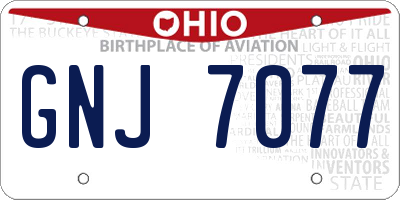 OH license plate GNJ7077