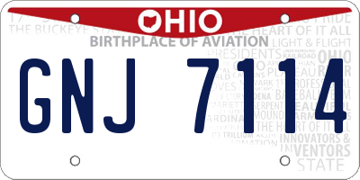 OH license plate GNJ7114