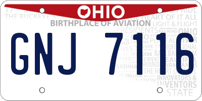 OH license plate GNJ7116