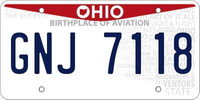 OH license plate GNJ7118