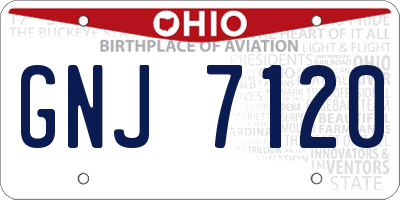 OH license plate GNJ7120