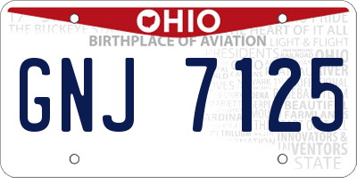 OH license plate GNJ7125