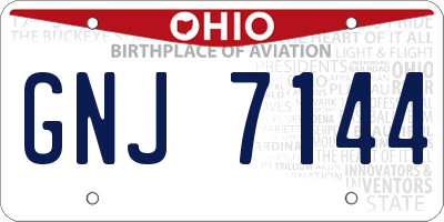 OH license plate GNJ7144