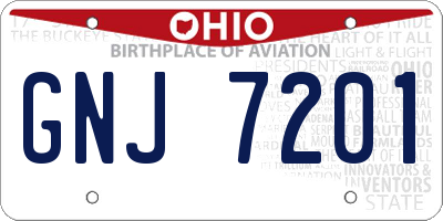 OH license plate GNJ7201