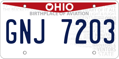 OH license plate GNJ7203
