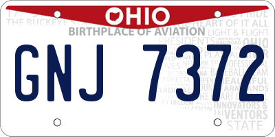 OH license plate GNJ7372