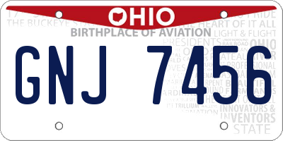 OH license plate GNJ7456