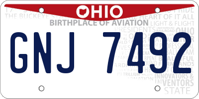OH license plate GNJ7492