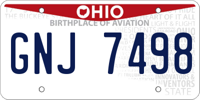 OH license plate GNJ7498