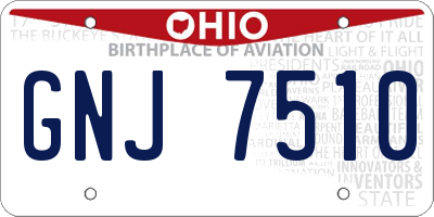 OH license plate GNJ7510