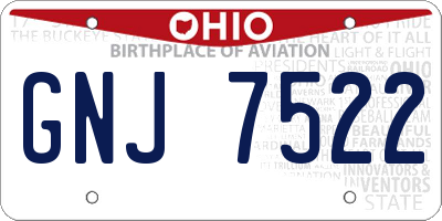 OH license plate GNJ7522