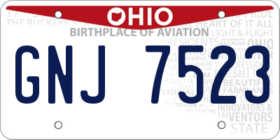 OH license plate GNJ7523