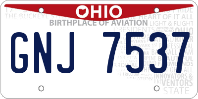 OH license plate GNJ7537