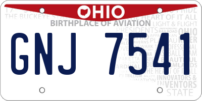 OH license plate GNJ7541