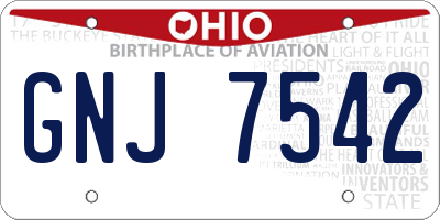 OH license plate GNJ7542