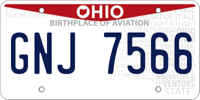 OH license plate GNJ7566