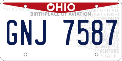 OH license plate GNJ7587