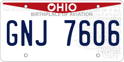 OH license plate GNJ7606