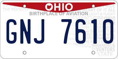 OH license plate GNJ7610