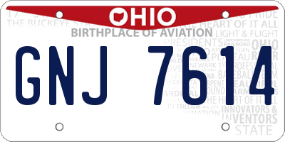 OH license plate GNJ7614