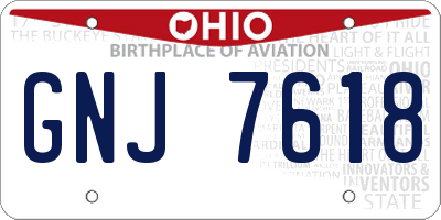 OH license plate GNJ7618