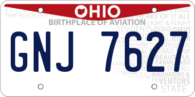 OH license plate GNJ7627