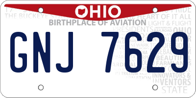 OH license plate GNJ7629