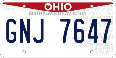OH license plate GNJ7647