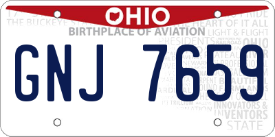 OH license plate GNJ7659