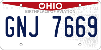 OH license plate GNJ7669