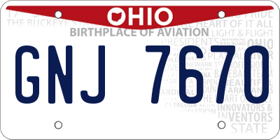 OH license plate GNJ7670