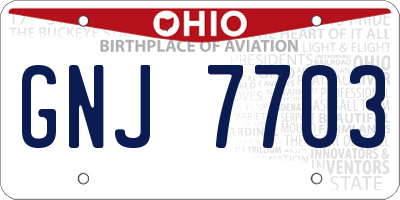 OH license plate GNJ7703