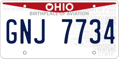 OH license plate GNJ7734