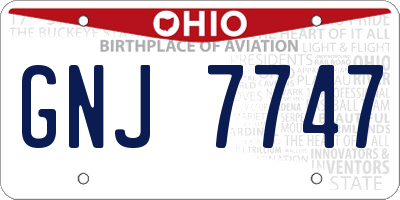 OH license plate GNJ7747