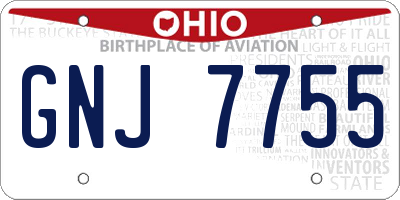 OH license plate GNJ7755