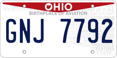OH license plate GNJ7792