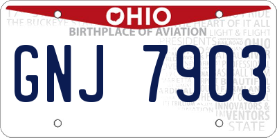 OH license plate GNJ7903