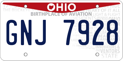 OH license plate GNJ7928