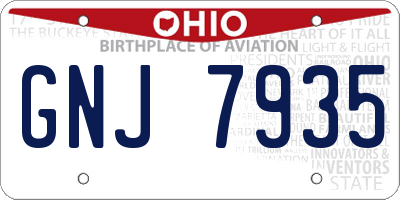 OH license plate GNJ7935