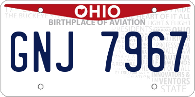 OH license plate GNJ7967