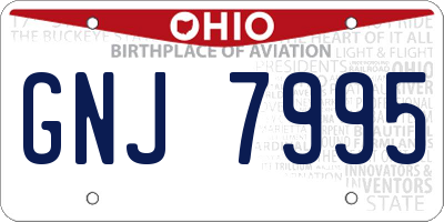 OH license plate GNJ7995