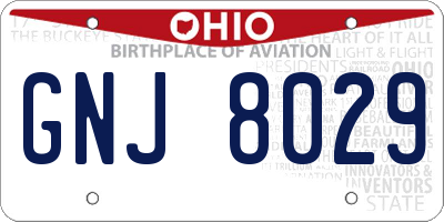 OH license plate GNJ8029