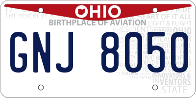 OH license plate GNJ8050