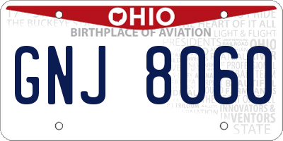 OH license plate GNJ8060