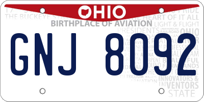 OH license plate GNJ8092