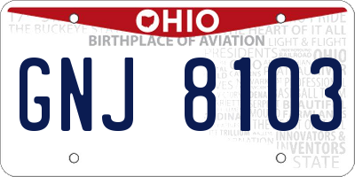 OH license plate GNJ8103