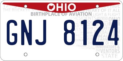 OH license plate GNJ8124
