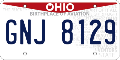 OH license plate GNJ8129